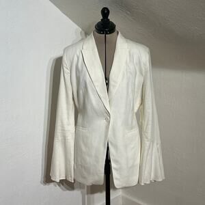 Free People Linen Blend Belted Blazer Jacket Ivory Size Large